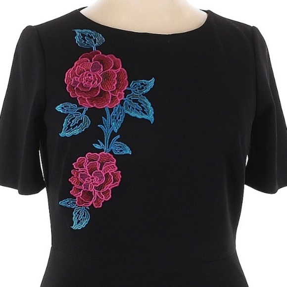 Jax Black Label Black and Pink Floral Embroidered Dress Size 14 Large XL - Picture 5 of 5